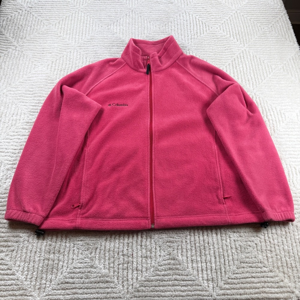 Columbia Fleece Jacket Women's 1X Pink Full Zip Gorpcore Hiking Cozy Outdoors
